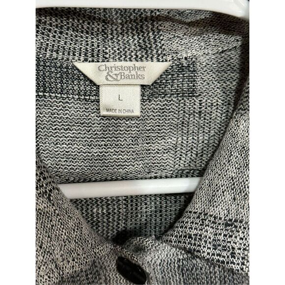 Women's Christopher Banks Pure Linen Flax Plaid Lagenlook Long Sleeve Woven Butt - Picture 4 of 5